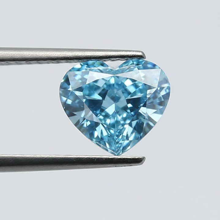 2.01 Carat Heart Cut Lab Grown Diamond VS1 Fancy Vivid Blue IGI Certified
