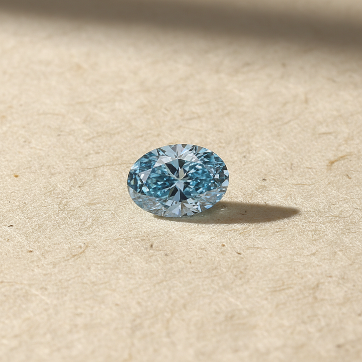 2.01 Carat Oval Cut Lab Grown Diamond, VS2/FANCY VIVID BLUE
