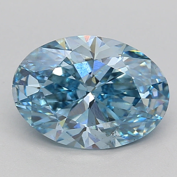 2.01 Carat Oval Cut Lab Grown Diamond VS2 FANCY VIVID BLUE