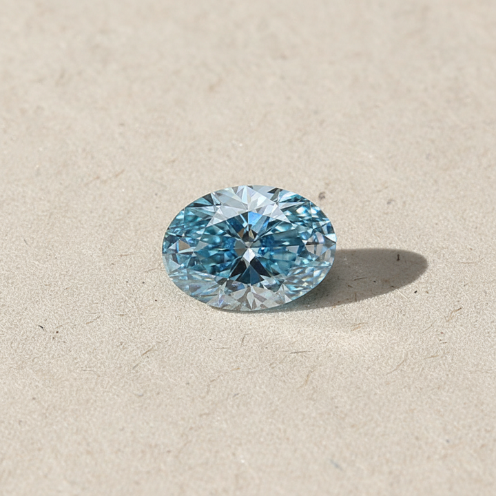 2.01 Carat Oval Cut Lab Grown Diamond, VS2/FANCY VIVID BLUE