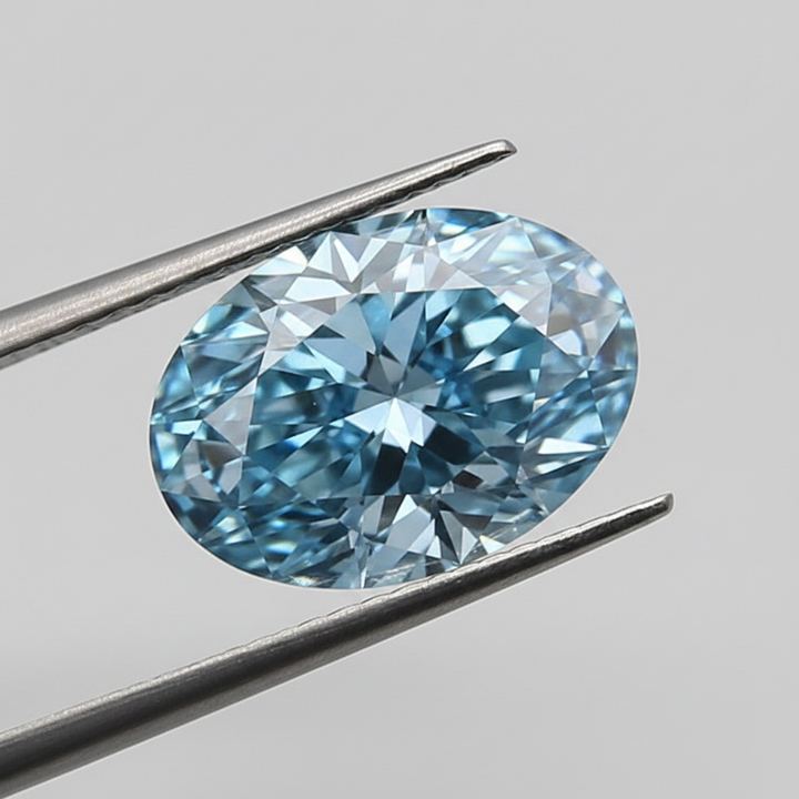 2.01 Carat Oval Cut Lab Grown Diamond, VS2/FANCY VIVID BLUE