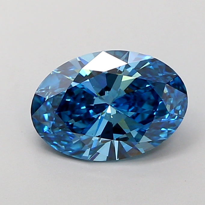 2,01 karaat ovale laboratorium-gegroeide diamant VS2 Fancy Vivid Blue