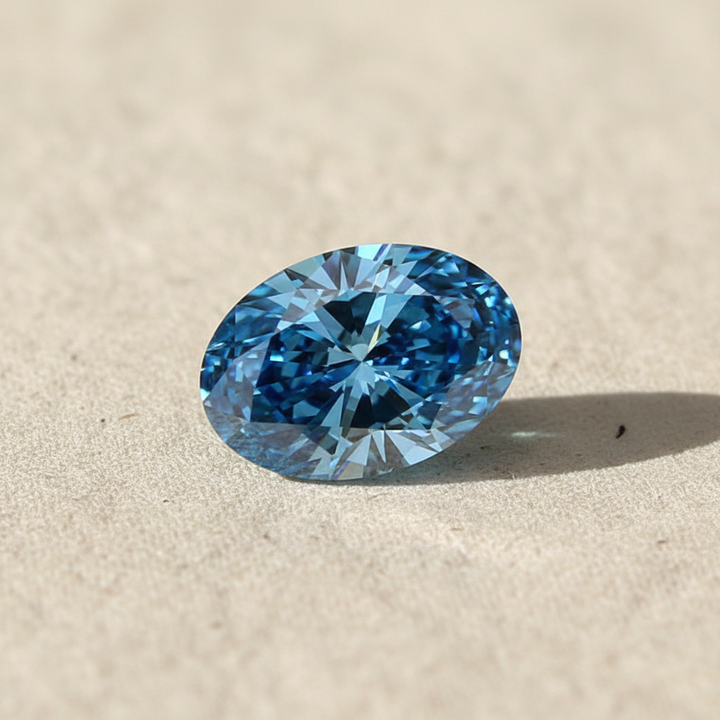 2,01 karaat ovale lab-grown diamant, VS2/fancy levendig blauw