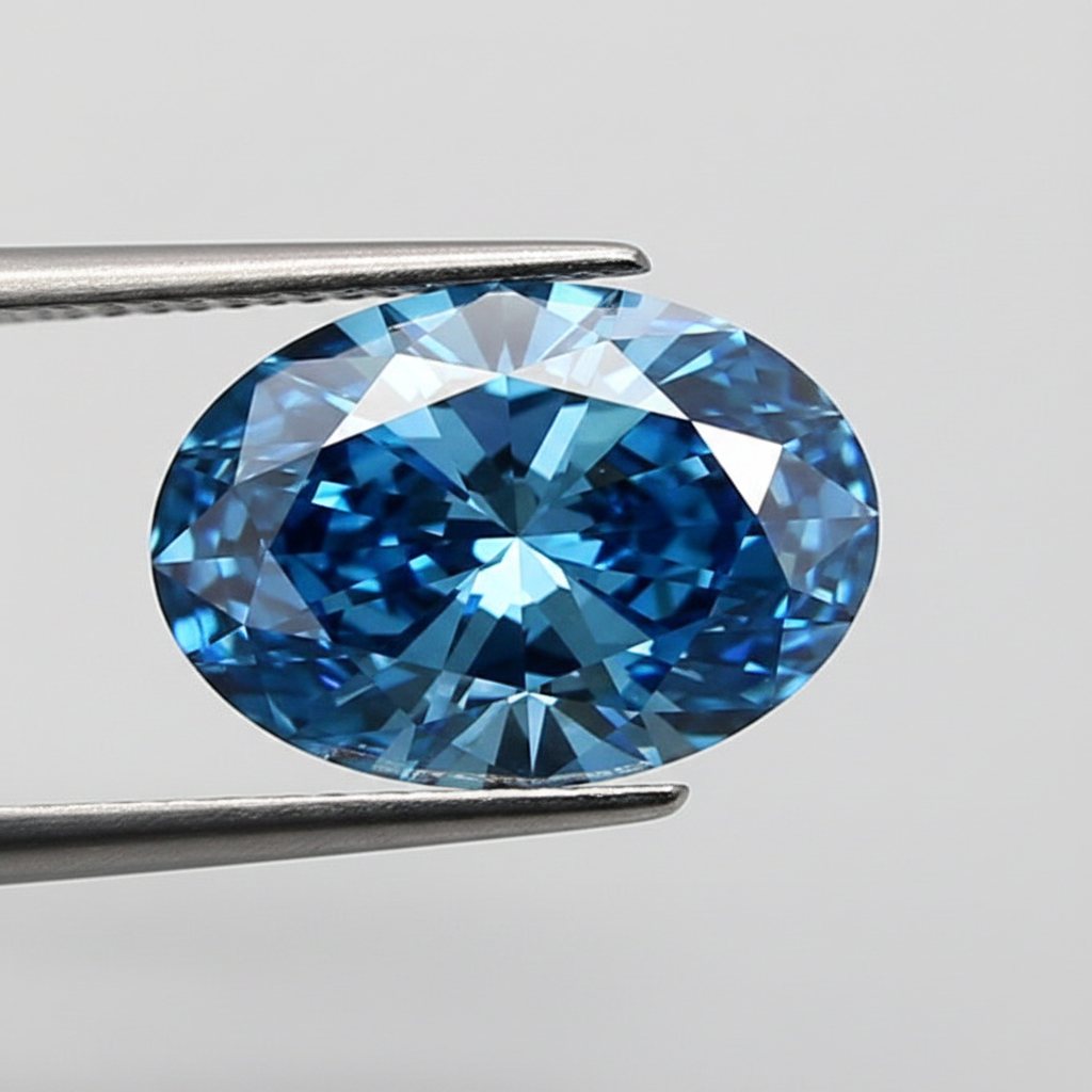 2,01 karaat ovale lab-grown diamant, VS2/fancy levendig blauw