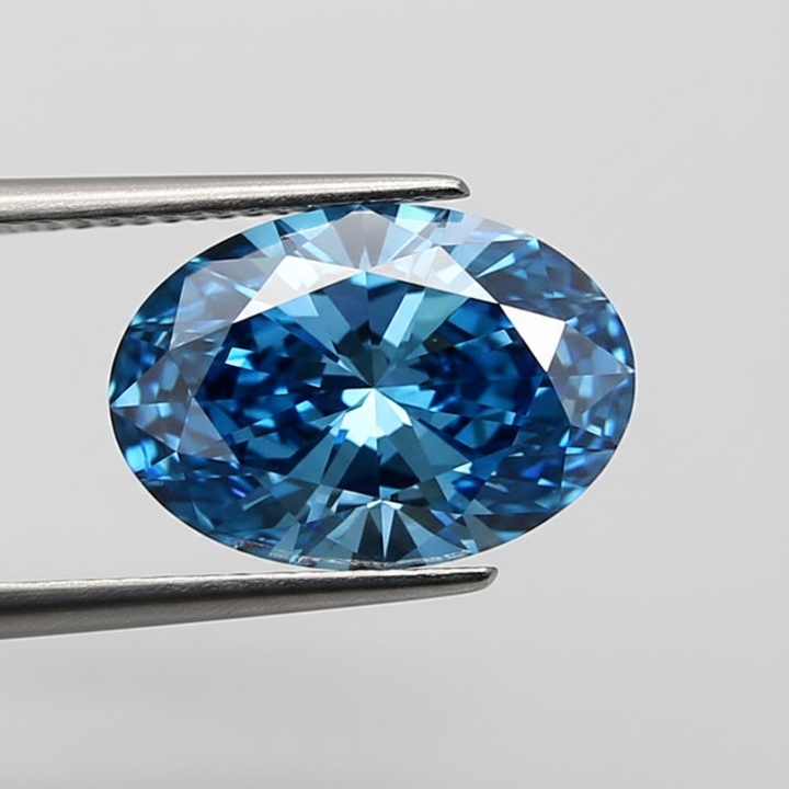 2,01 karaat ovale lab-grown diamant, VS2/fancy levendig blauw