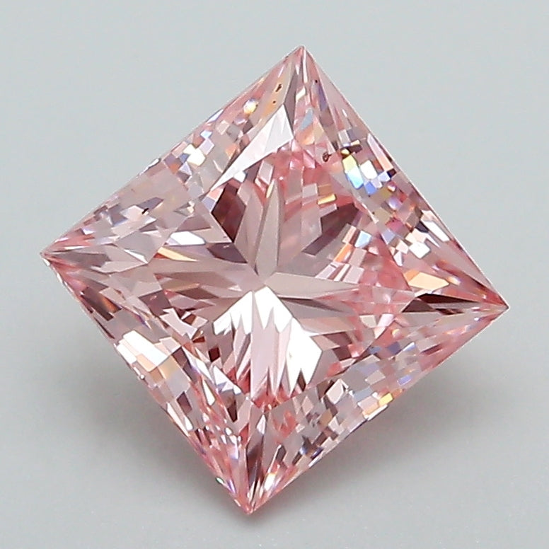 2.01 Carat Princess Cut Lab Grown Diamond VS2Fancy Intense Pink