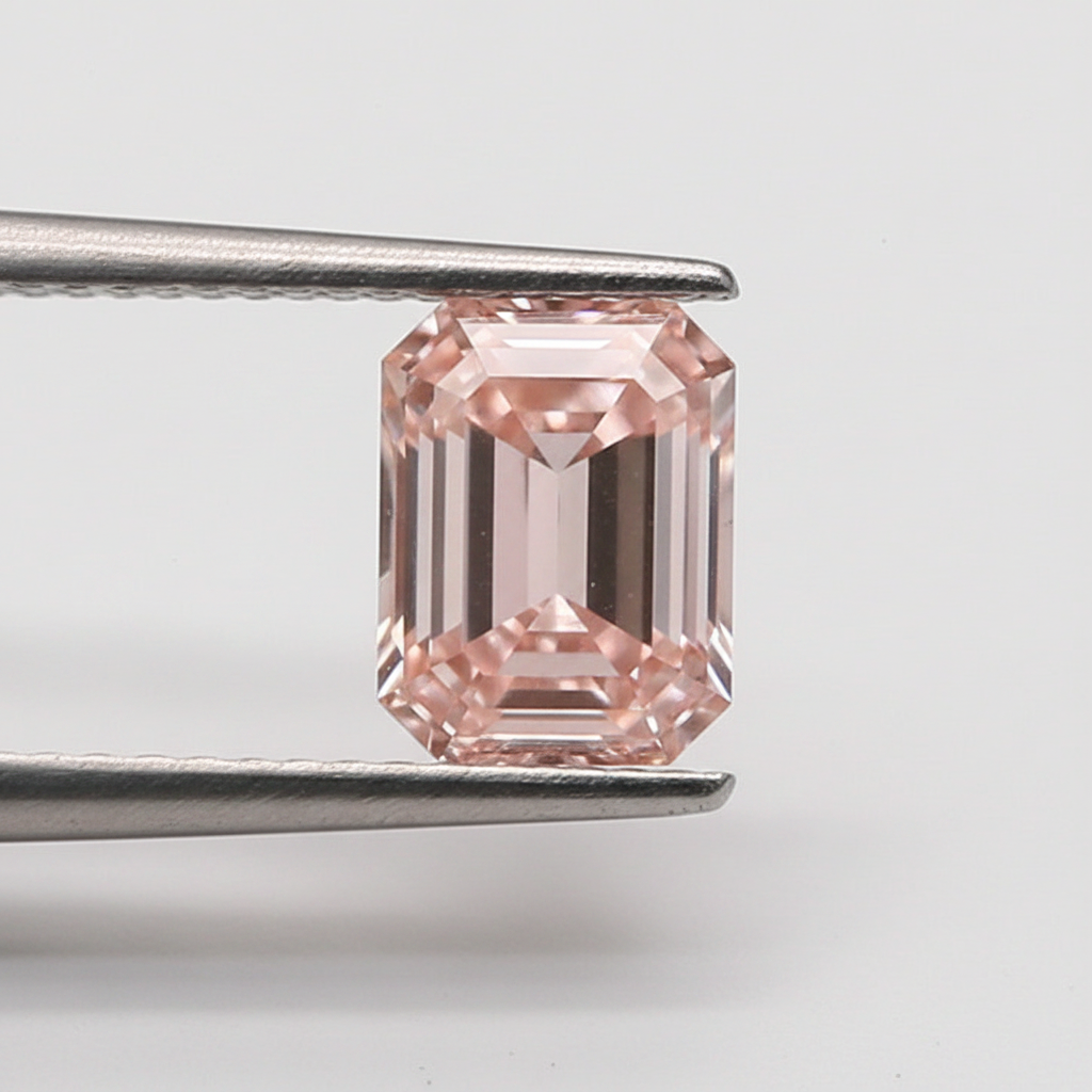 2.02 Carat Emerald Cut Lab Grown Diamond, VS1/Fancy Pink