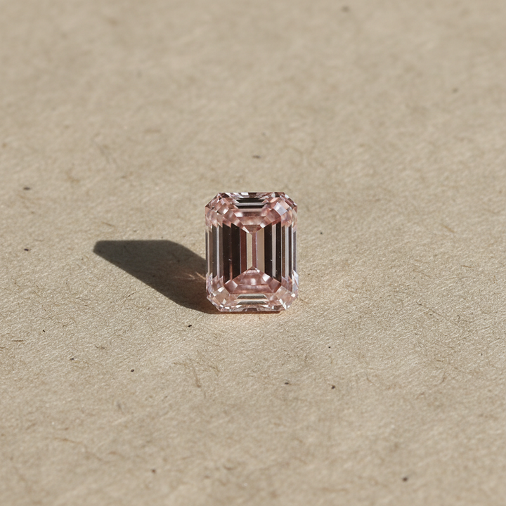 2.02 Carat Emerald Cut Lab Grown Diamond, VS2/Fancy Intense Pink