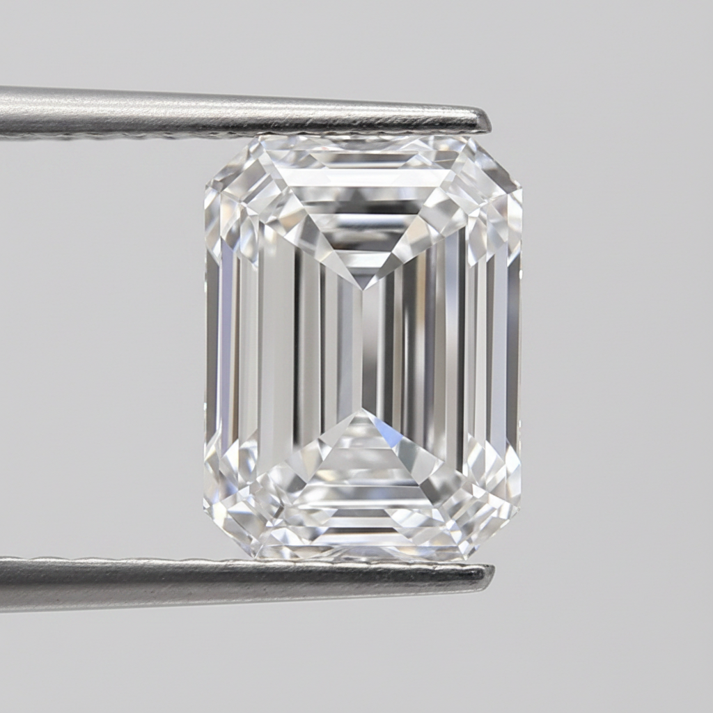 Diamant émeraude cultivé en laboratoire de 2,02 carats, VS1/D