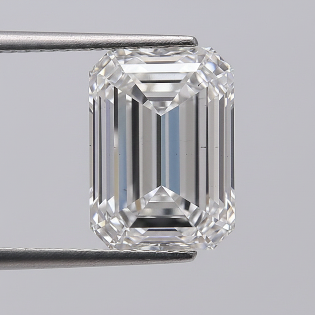 Diamant émeraude cultivé en laboratoire de 2,02 carats, VVS2/D