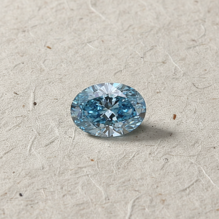 2.02 Carat Oval Lab Grown Diamond, VS2/FANCY VIVID BLUE