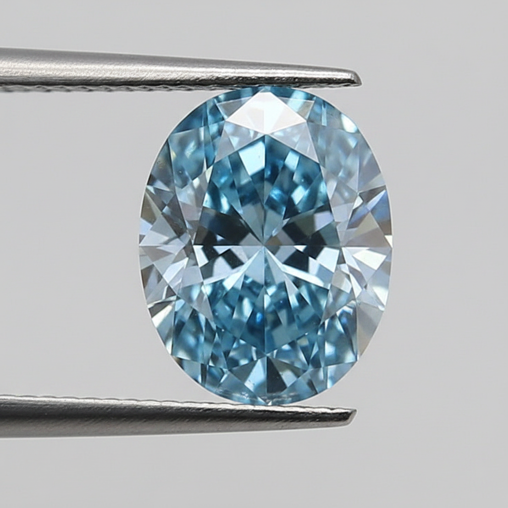 2.02 Carat Oval Lab Grown Diamond, VS2/FANCY VIVID BLUE