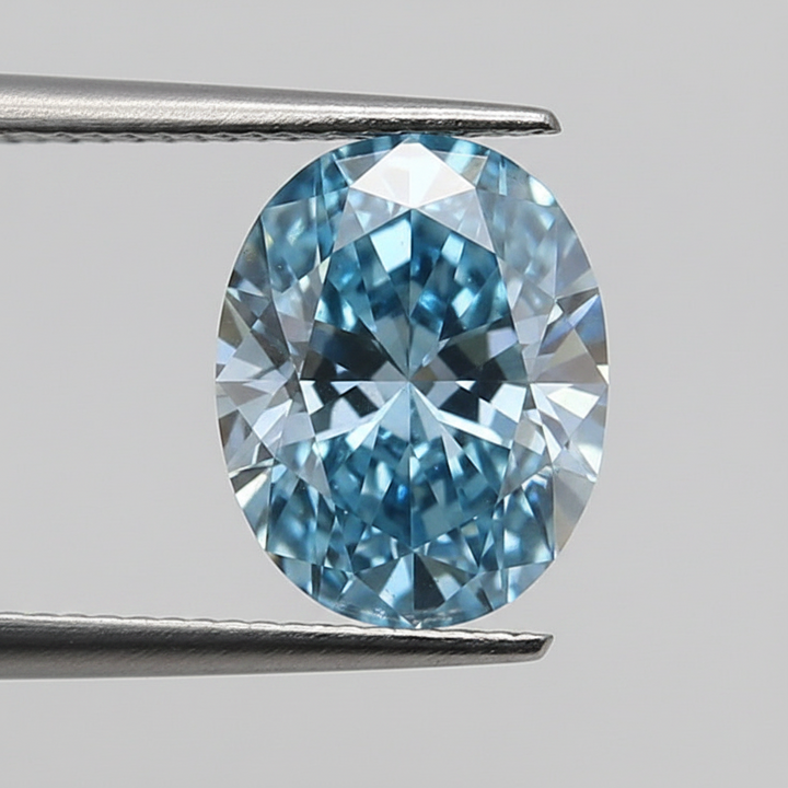 2.02 Carat Oval Lab Grown Diamond, VS2/FANCY VIVID BLUE