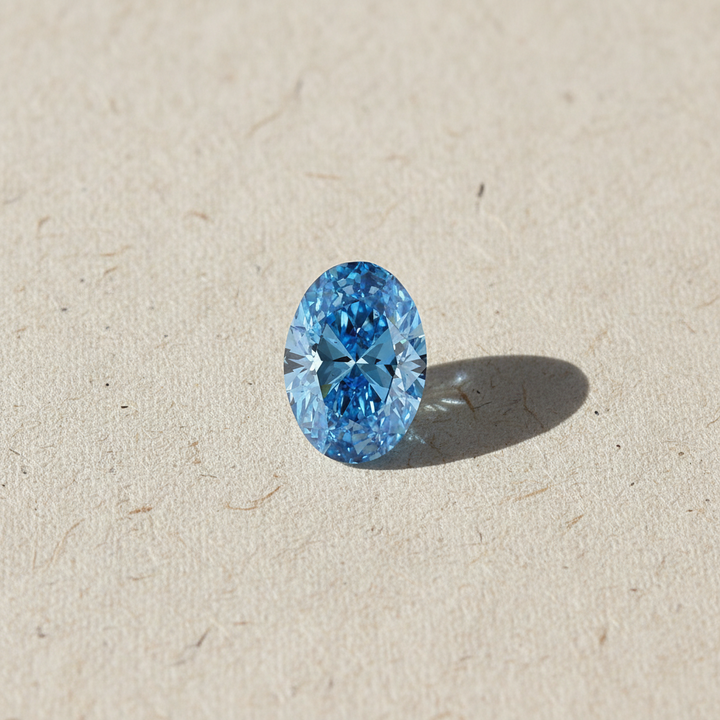 2,02 karaat ovale lab-grown diamant, VS2/fancy levendig blauw