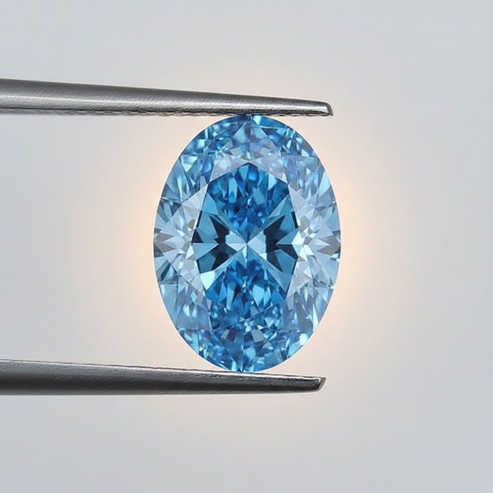 2,02 karaat ovale lab-grown diamant, VS2/fancy levendig blauw