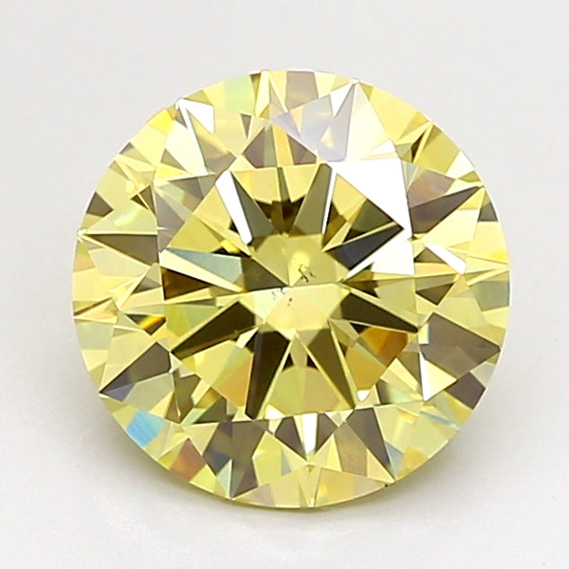 2.02 Carat Round Lab Grown Diamond VS2 Fancy Intense Yellow