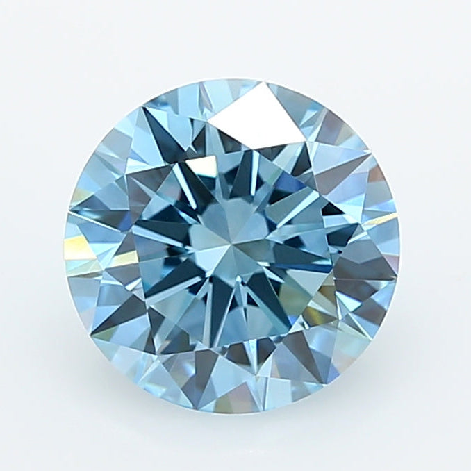 2.02 Carat Round Lab Grown Diamond VVS1 Fancy Vivid Blue
