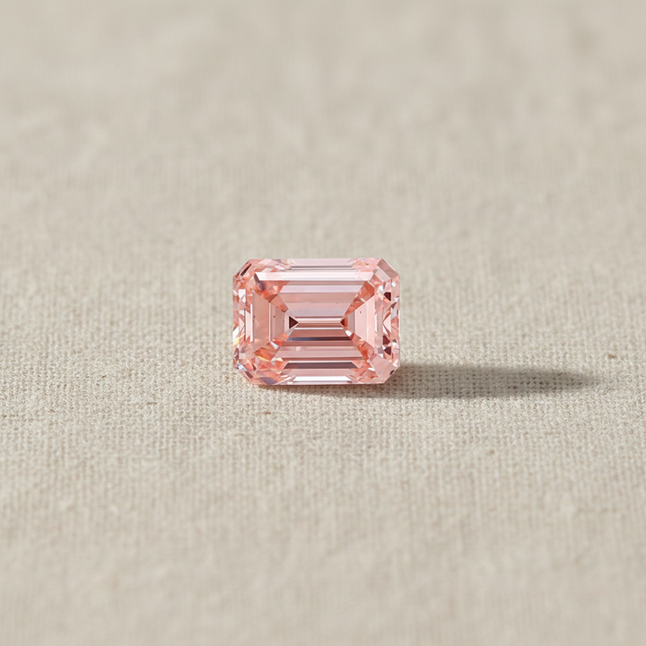 2.03 Carat Emerald Cut Lab Grown Diamond, VS1/Fancy Intense Pink