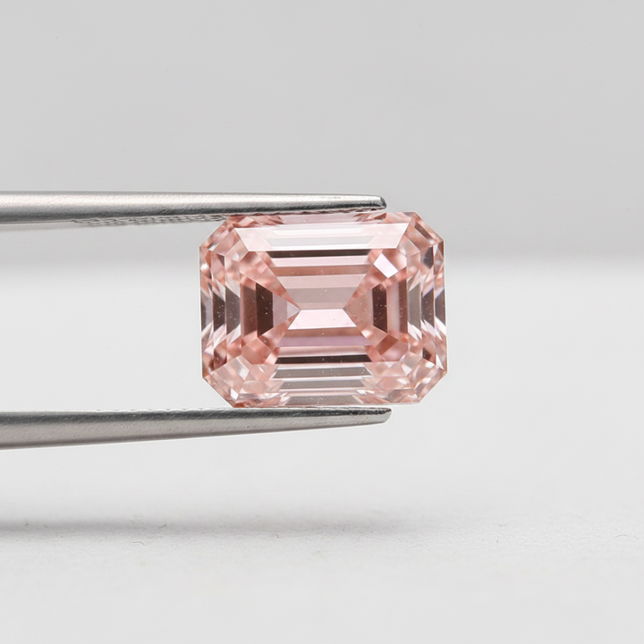 2.03 Carat Emerald Cut Lab Grown Diamond, VS1/Fancy Intense Pink