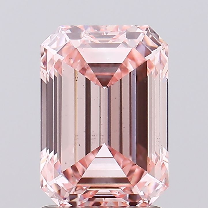 2.03 Carat Emerald Cut Lab Grown Diamond VS2Fancy Intense Pink