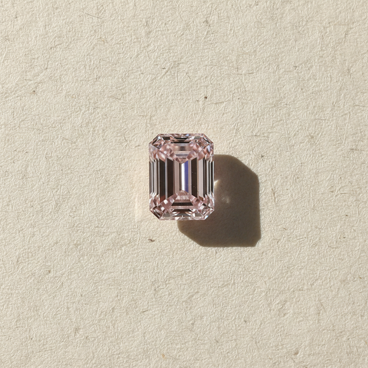 2.03 Carat Emerald Cut Lab Grown Diamond, VS2/Fancy Intense Pink