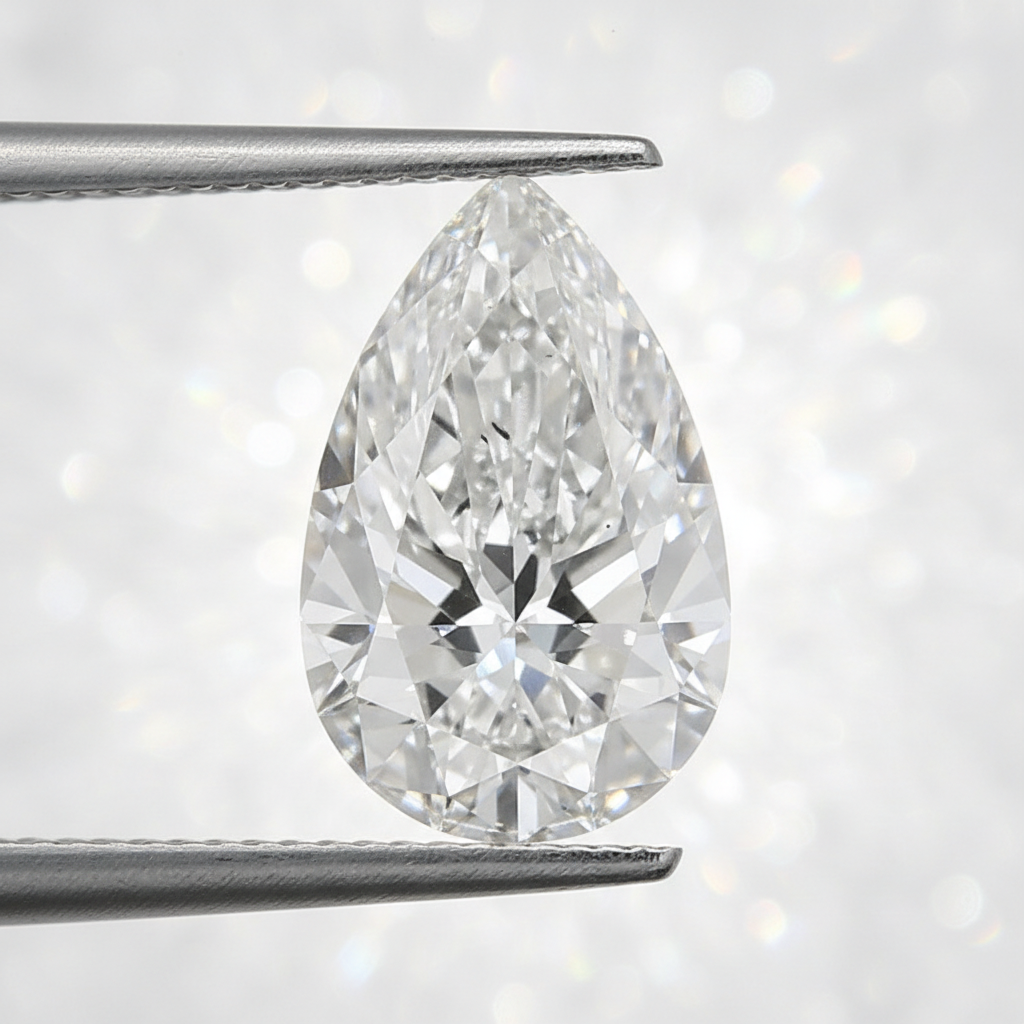 2.03 Carat D VS2 Pear Shape CVD Lab Grown Diamond IGI Certified
