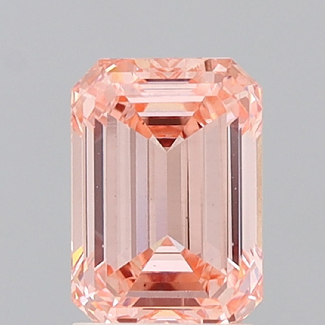 2.04 Carat Emerald Cut Lab Grown Diamond VS1Fancy Vivid Pink
