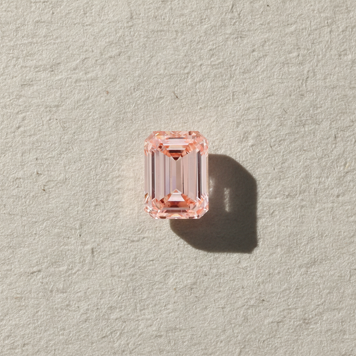 2.04 Carat Emerald Cut Lab Grown Diamond, VS1/Fancy Vivid Pink