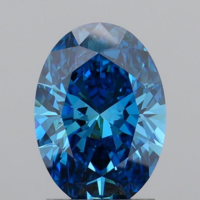 2.04 Carat Oval Lab Grown Diamond VVS2 Fancy Vivid Blue