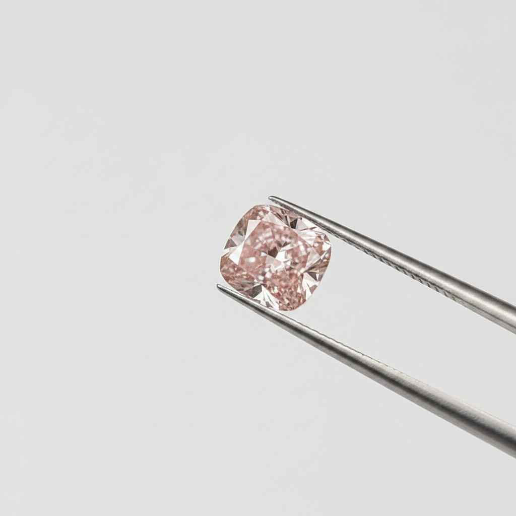 2,05 karaat kussen vierkant Lab Grown Diamond, VS2/Fancy intens roze