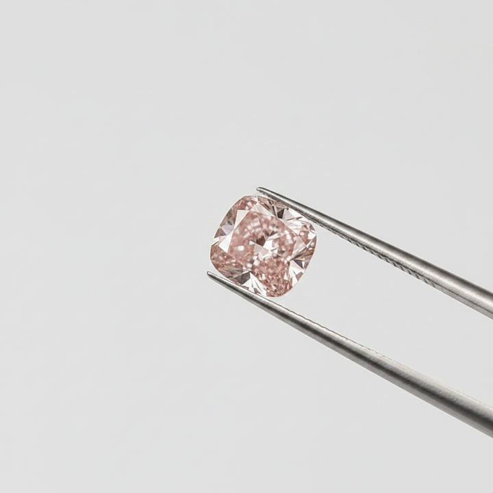 2,05 karaat kussen vierkant Lab Grown Diamond, VS2/Fancy intens roze