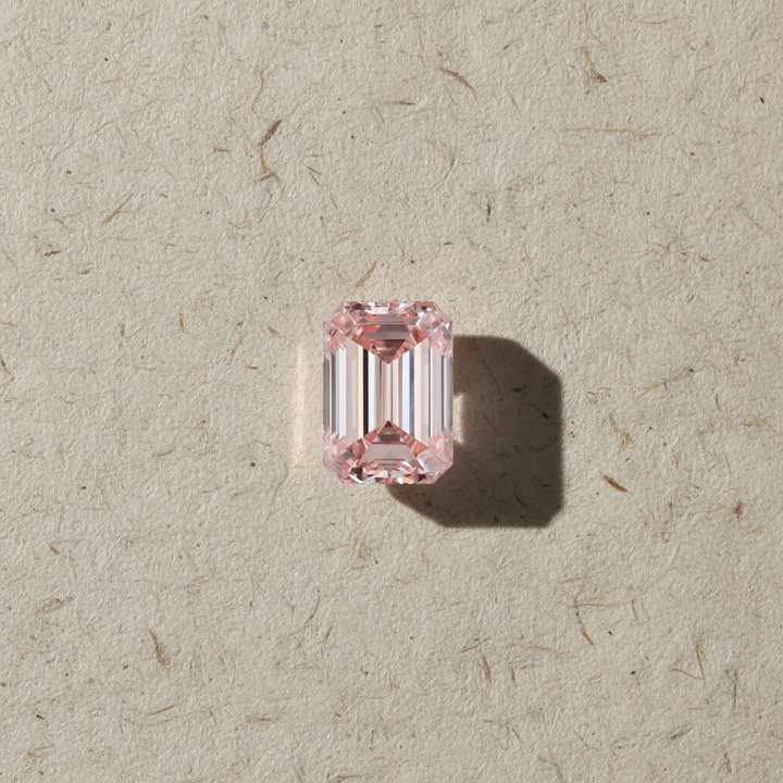 2.05 Carat Emerald Cut Lab Grown Diamond, VVS2/Fancy Intense Pink