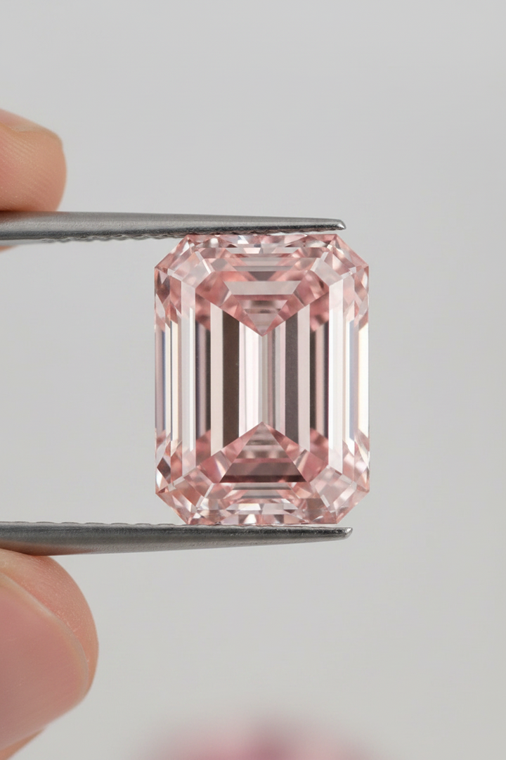 2.05 Carat Emerald Cut Lab Grown Diamond, VVS2/Fancy Intense Pink