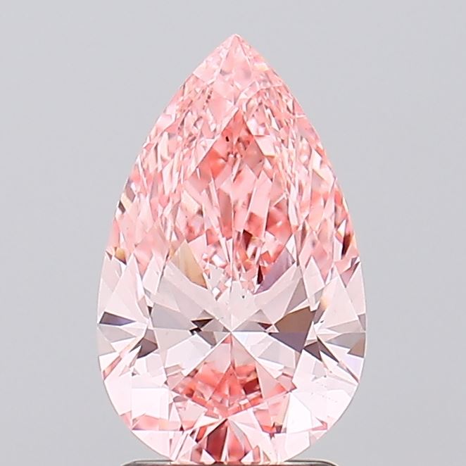 2.05 Carat Pear Cut Lab Grown Diamond VS1Fancy Vivid Pink