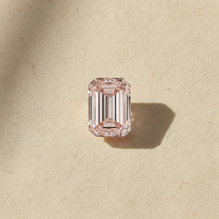 2.06 Carat Emerald Cut Lab Grown Diamond, VS1/Fancy Intense Pink