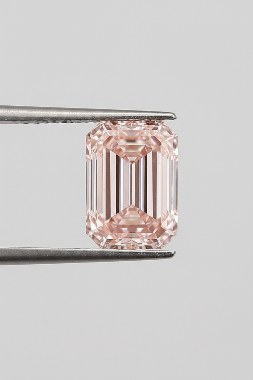 2.06 Carat Emerald Cut Lab Grown Diamond, VS1/Fancy Intense Pink