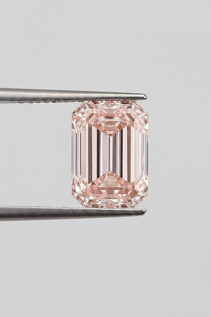 2.06 Carat Emerald Cut Lab Grown Diamond, VS1/Fancy Intense Pink