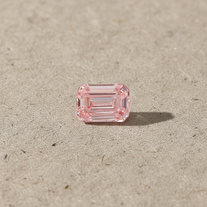 2.06 Carat Emerald Cut Lab Grown Diamond, VS2/Fancy Intense Pink
