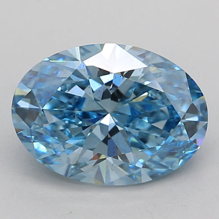 2.06 Carat Oval Cut Lab Grown Diamond SI1 FANCY VIVID BLUE