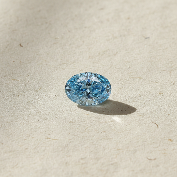 2.06 Carat Oval Cut Lab Grown Diamond, SI1/FANCY VIVID BLUE