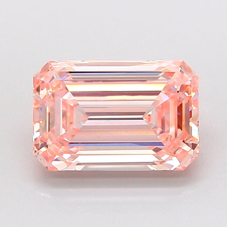 2.08 Carat Emerald Cut Lab Grown Diamond VS1Fancy Intense Pink