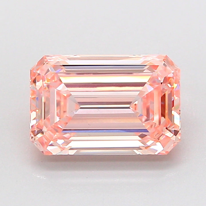 2.08 Carat Emerald Cut Lab Grown Diamond VS1Fancy Intense Pink