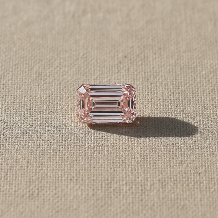 2.08 Carat Emerald Cut Lab Grown Diamond, VS1/Fancy Intense Pink