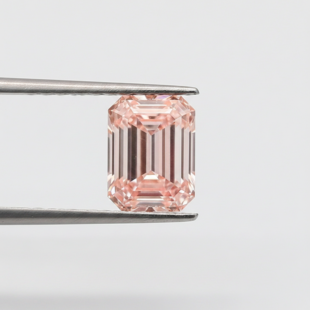 2.08 Carat Emerald Cut Lab Grown Diamond, VS1/Fancy Intense Pink