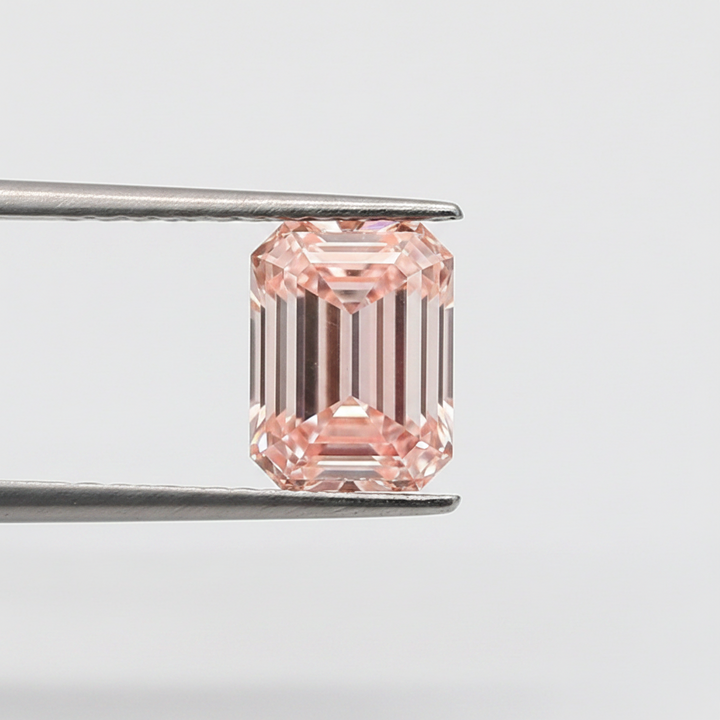 2.08 Carat Emerald Cut Lab Grown Diamond, VS1/Fancy Intense Pink