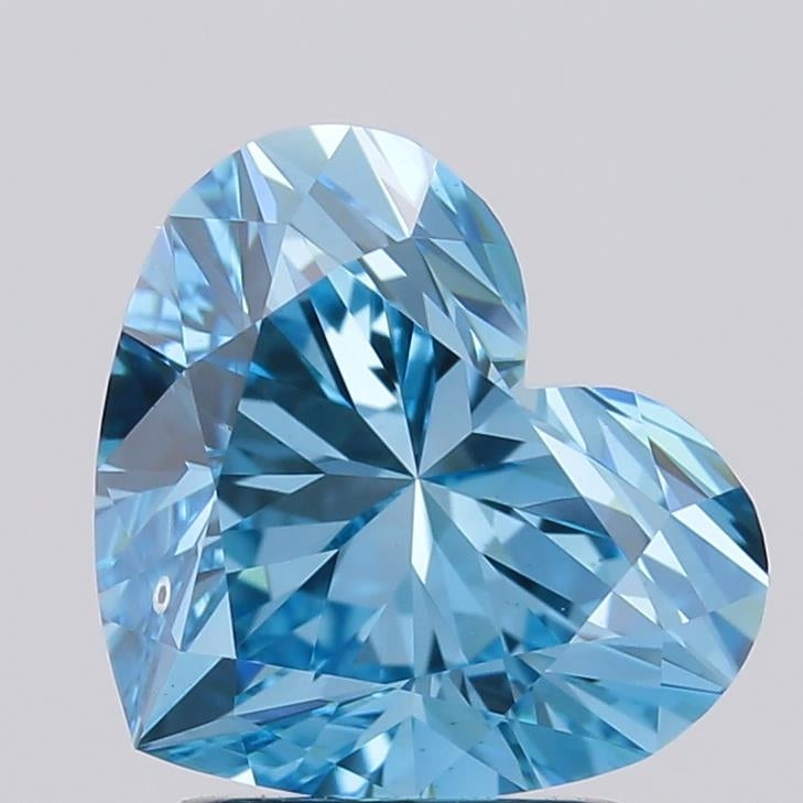 2.08 Carat Heart Cut Lab Grown Diamond VS2Fancy Vivid Blue