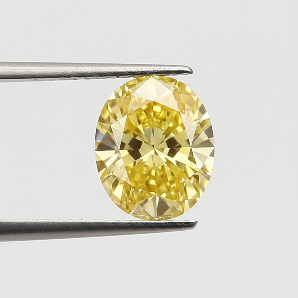 2,09 karaat ovale lab-grown diamant, VS1/fancy intens geel
