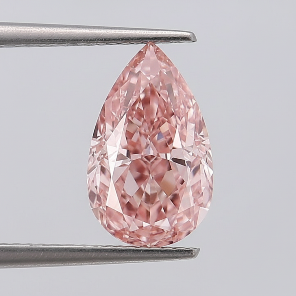 2.09 Carat Fancy Vivid Pink VS1 Pear Shape CVD Lab Grown Diamond IGI Certified
