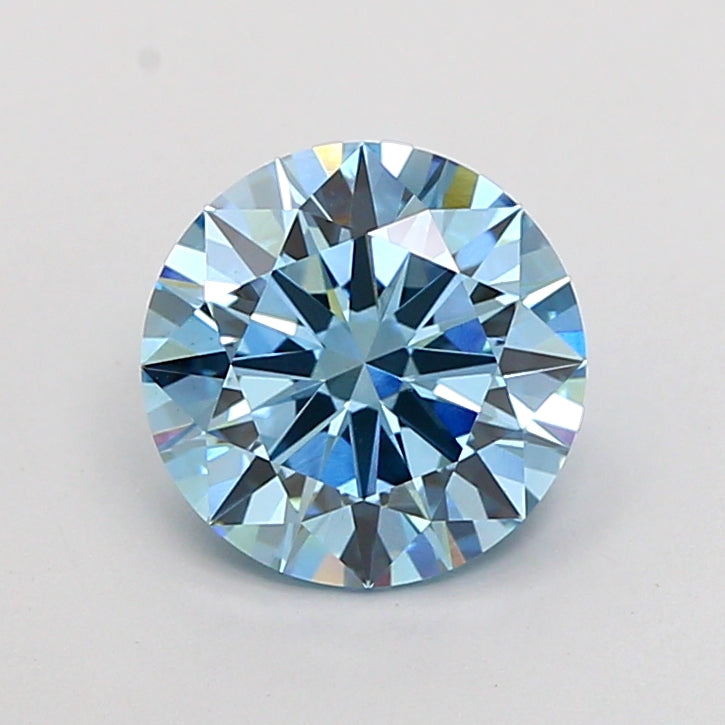 Diamante redondo cultivado en laboratorio de 2,09 quilates VS1 azul intenso elegante