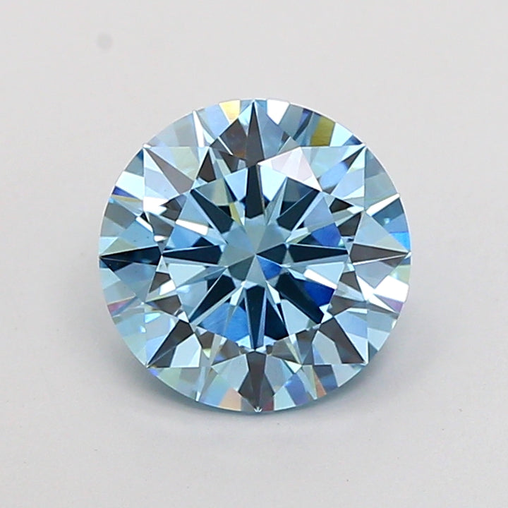 2,09 karaat ronde lab-gegroeide diamant VS1 Fancy Vivid Blue